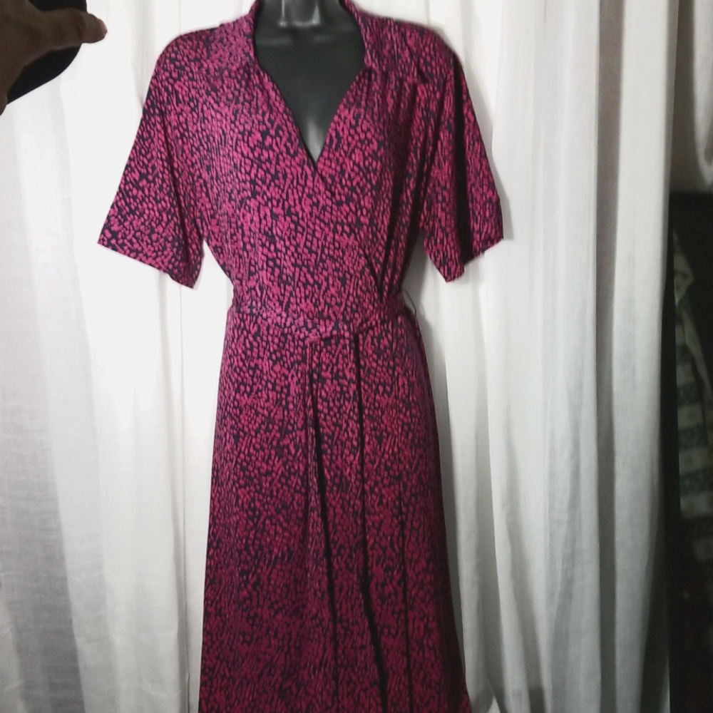 XL Hot pink/Navy dotted dress